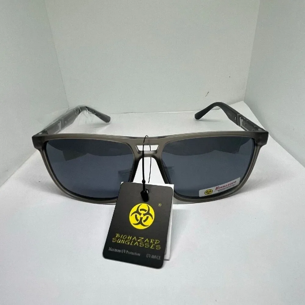 Gray Biohazard UV400 Square Sunglasses – Maximum UV Protection – NWT